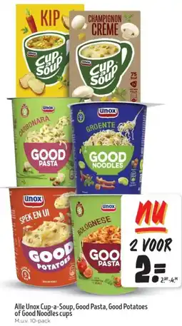 Jumbo Alle Unox Cup-a-Soup, Good Pasta, Good Potatoes of Good Noodles cups aanbieding