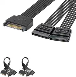 Amazon J&D 15 Pin SATA Power Y-splitter Kable (2 Stuks), Mannelijk naar Vrouwelijk, 20cm aanbieding