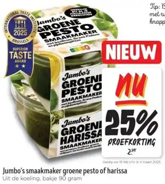 Jumbo Jumbo's smaakmaker groene pesto of harissa aanbieding