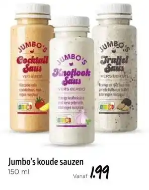 Jumbo Jumbo's koude sauzen aanbieding