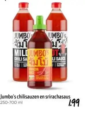 Jumbo Jumbo's chilisauzen en srirachasaus aanbieding