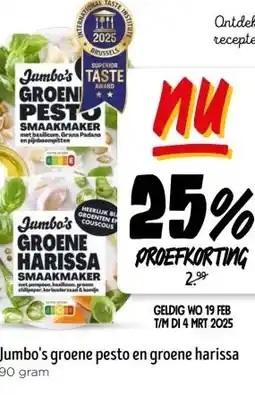 Jumbo Jumbo's groene pesto en groene harissa aanbieding