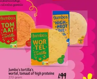 Jumbo Jumbo's tortilla's wortel, tomaat of high proteine aanbieding