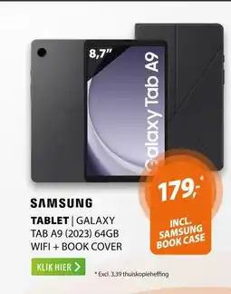 Expert Samsung BUNDEL TAB A9 WIFI 64GB BOOKCOVER Zwart aanbieding