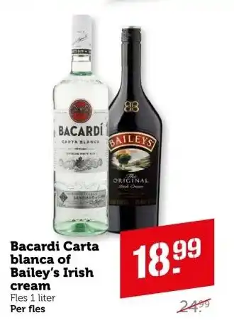 Coop Bacardi Carta blanca of Bailey's Irish cream aanbieding