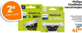 Trekpleister Philips OneBlade navulmesjes aanbieding