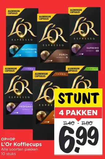 Vomar Voordeelmarkt L'Or Koffiecups pak 10 stuks aanbieding