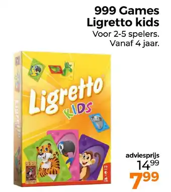 Trekpleister 999 Games Ligretto kids aanbieding