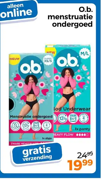 Trekpleister O.b. menstruatie ondergoed aanbieding