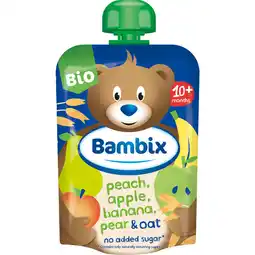 Albert Heijn Bambix Peach, apple, banana pear & oat 10m+ bel aanbieding