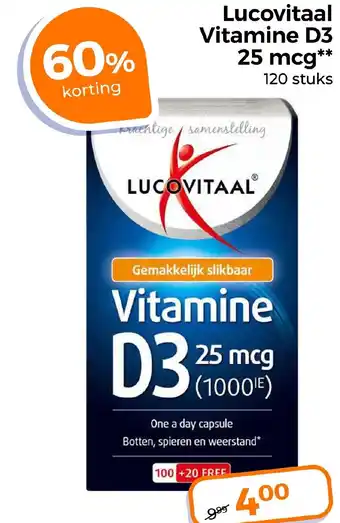 Trekpleister Lucovitaal Vitamine D3 25 mcg aanbieding