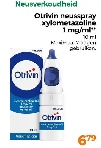 Trekpleister Otrivin neusspray xylometazoline 1 mg/ml aanbieding