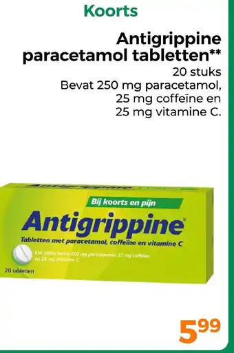 Trekpleister Antigrippine paracetamol tabletten aanbieding