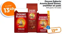 Trekpleister Douwe Egberts Aroma Rood bonen, snelfilter en pads aanbieding