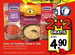 Vomar Voordeelmarkt Unox of Conimex Soep in Zak aanbieding