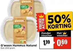 Vomar Voordeelmarkt G'woon Hummus Naturel Bak aanbieding