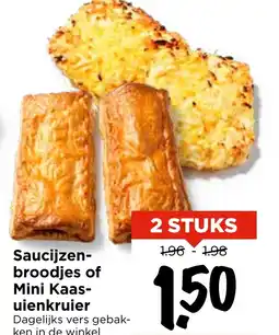 Vomar Voordeelmarkt Saucijzen broodjes of Mini Kaas uienkruier aanbieding