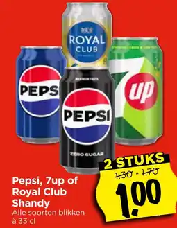 Vomar Voordeelmarkt Pepsi, 7up of Royal Club Shandy aanbieding