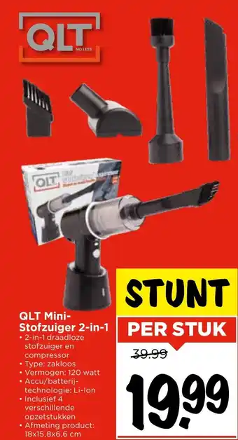 Vomar Voordeelmarkt QLT Mini Stofzuiger 2 in 1 aanbieding