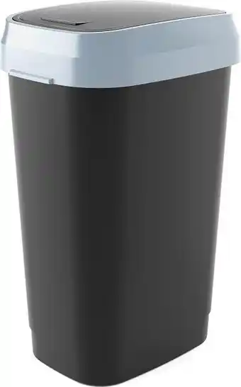 Bol.com Kis Dual Swing Bin Prullenbak - 50L - 31x42x62cm - Zwart/Grijs aanbieding