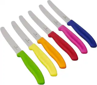 Amazon Victorinox 6-delige tafelmessenset gekarteld in groen, rood, blauw, geel, roze, oranje aanbieding