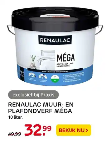 Praxis Renaulac muur- en plafondverf mega 10 liter aanbieding