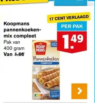 Hoogvliet Koopmans pannenkoeken- mix compleet aanbieding