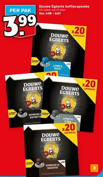 Hoogvliet Douwe Egberts koffiecapsules aanbieding