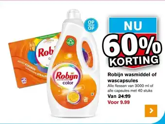 Hoogvliet Robijn wasmiddel of wascapsules aanbieding