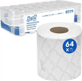 Bol.com SCOTT Toiletpapier 2-laags 350 vel - 64 Rollen aanbieding