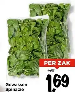 Vomar Voordeelmarkt Gewassen Spinazie Zak 450 gram aanbieding