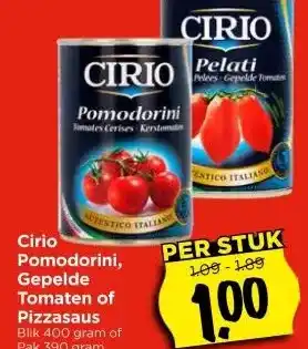 Vomar Voordeelmarkt Pomodorini, Gepelde Tomaten of Pizzasaus Blik 400 gram of aanbieding