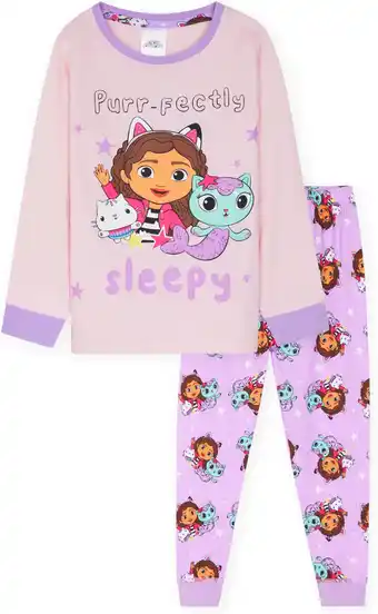 Amazon Gabbys Dollhouse pyjama voor meisjes, mouw- en enkelmanchetten, 2-7 jaar, 2-delige lange pyjamaset aanbieding