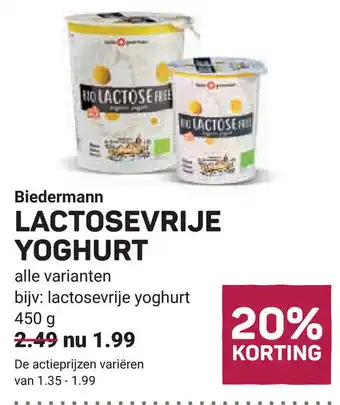 Ekoplaza Biedermann Lactosevrije Yoghurt aanbieding