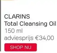 Pour Vous CLARINS Total Cleansing Oil 150 ml adviesprijs €34,00 aanbieding