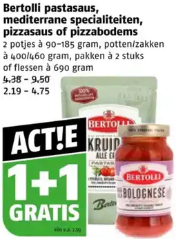 Poiesz Bertolli pastasaus, mediterrane specialiteiten, pizzasaus of pizzabodems aanbieding