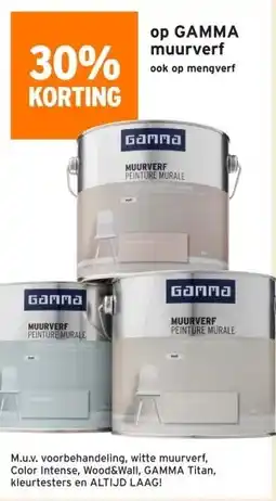 GAMMA 30% KORTING op GAMMA muurverf ook op mengverf aanbieding