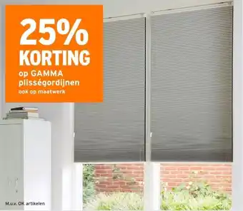 GAMMA 25% KORTING op GAMMA plisségordijnen aanbieding