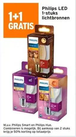 GAMMA 1+1 GRATIS Philips LED 1-stukslichtbronnen aanbieding