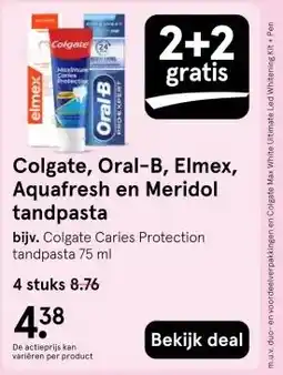 Etos Colgate, Oral-B, Elmex, Aquafresh en Meridol tandpasta aanbieding