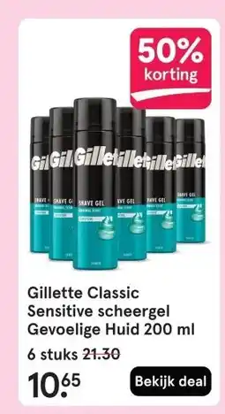 Etos Gillette Classic Sensitive scheergel Gevoelige Huid aanbieding