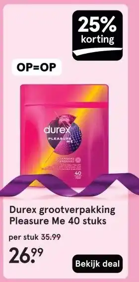 Etos Durex grootverpakking Pleasure Me 40 stuks aanbieding