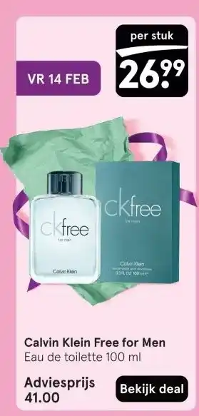 Etos Calvin Klein Free for Men aanbieding