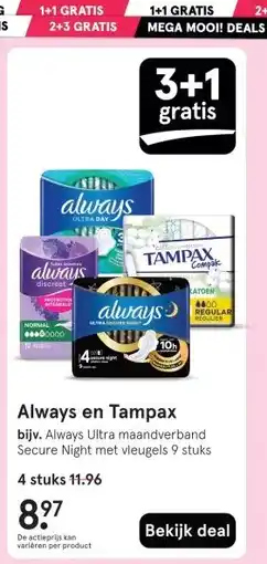 Etos Always en Tampax aanbieding