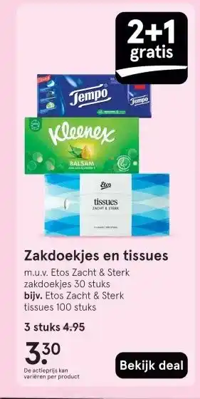 Etos Zakdoekjes en tissues aanbieding