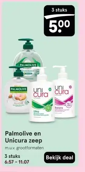 Etos Palmolive en Unicura zeep aanbieding