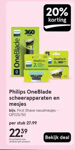 Etos Philips OneBlade scheerapparaten en mesjes aanbieding