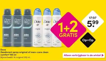 DA Dove Deodorant spray original of men+ care clean comfort 150 ml aanbieding