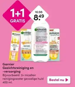 DA Garnier Gezichtsreiniging en -verzorging Bijvoorbeeld: 2x micellair reinigingswater gevoelige huid aanbieding