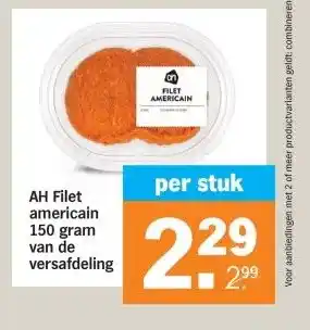 Albert Heijn AH Filet americain 150 gram van de versafdeling aanbieding